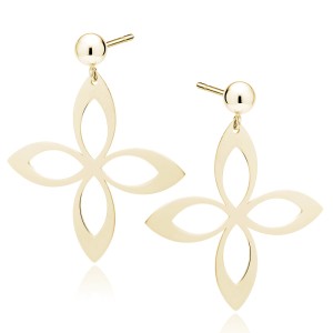 Cercei argint placati cu aur galben cu floare si bobite DiAmanti Z2125EG-DIA (Argint 925‰ 2,6 g.)
